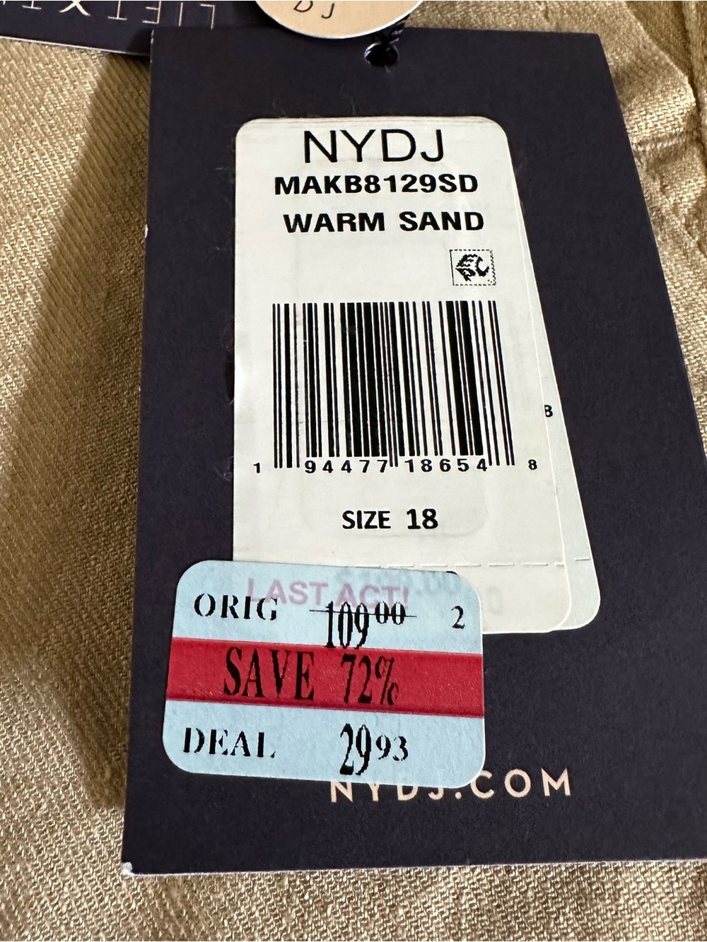 NYDJ Linen Blend Wide Leg Crop Pants Warm Sand Size 18 NWT - Picture 6 of 7